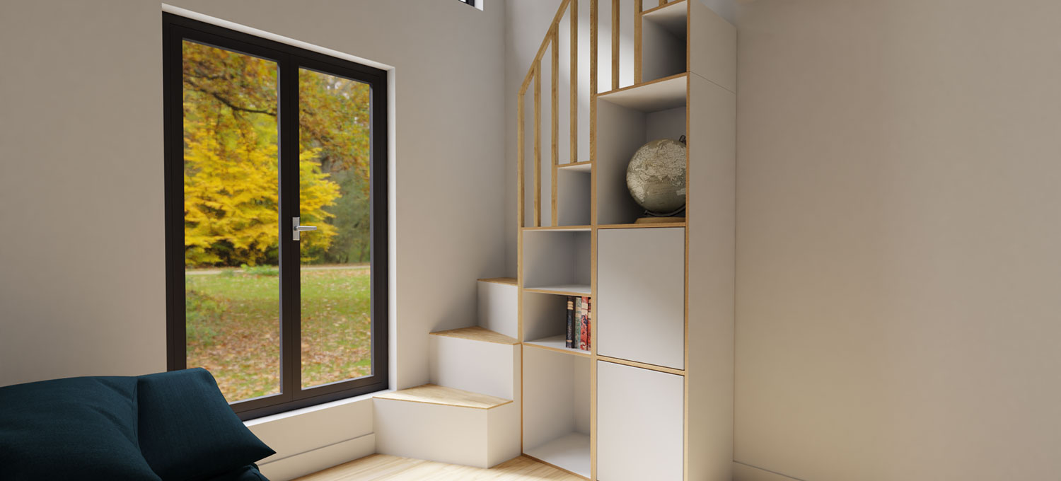 Treppenregal - geniales Raumsparkonzept für kleine Räume - neubauen.design